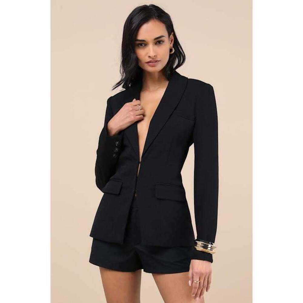 Lulus Polished Icon Black Fitted Blazer - Size XL